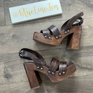 Sam Edelman Brown Croc Mahogany Croc Embossed Sandals NWOT